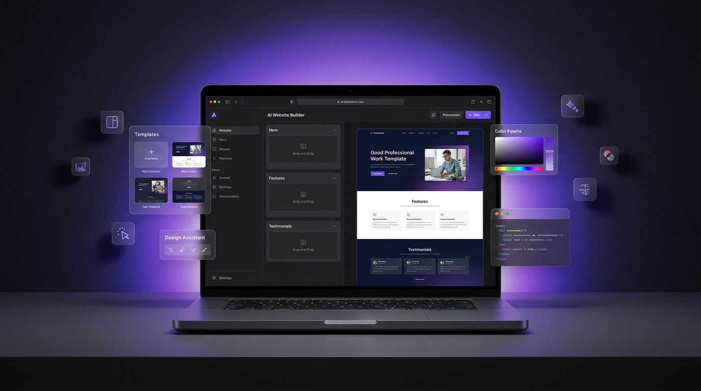 BuildWithDigi AI website builder dashboard showing a modern website being generated